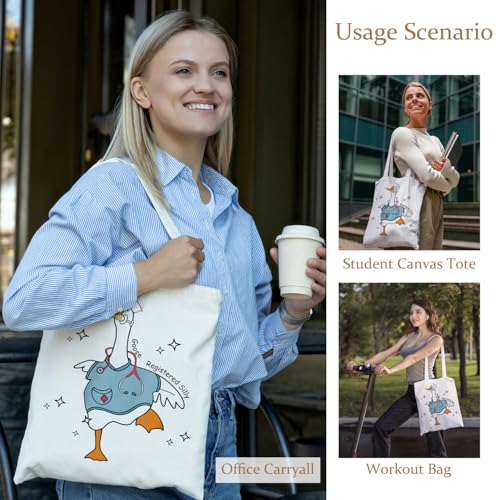 Silly Goose Nurse Tote Bag, Registered Nurse Gifts Canvas Tote Bags for Women, RN Nurses Appreciation Gifts, Funny Nursing Goose Reusable Grocery Shopping Bags2