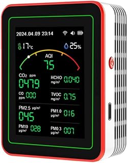 Monitor completo de calidad del aire, una gran pantalla a color, con una batería incorporada de 2000 mAh, para seguimiento y análisis de datos en vivo (blanco)