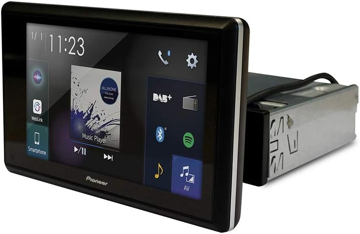 Pioneer SPH-EVO82DAB Mediacenter – 8-calowy ekran dotykowy, 1,5 A szybkie ładowanie USB, Apple CarPlay, Android Auto, radio cyfrowe DAB/DAB+, Bluetooth, 13-pasmowy korektor