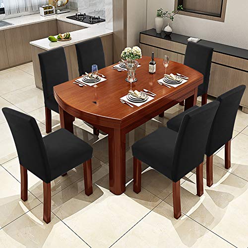 Fuloon 4 Pack Super Fit Stretch Removable Washable Short Dining Chair Protector Cover Seat Slipcover for Hotel, Dining Room, Ceremony, Banquet Wedding Party