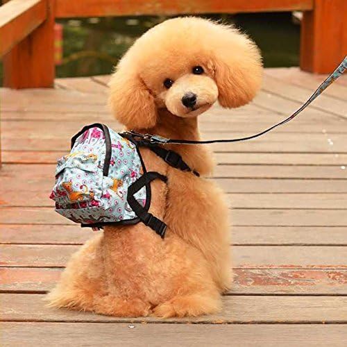 Vivi Bear Cute Animation Pattern Snacks Backpack for Puppy Dogs Cartoon Shoulder Bag for Small Dogs (S (4.7 * 5.5"), Blue Animal)