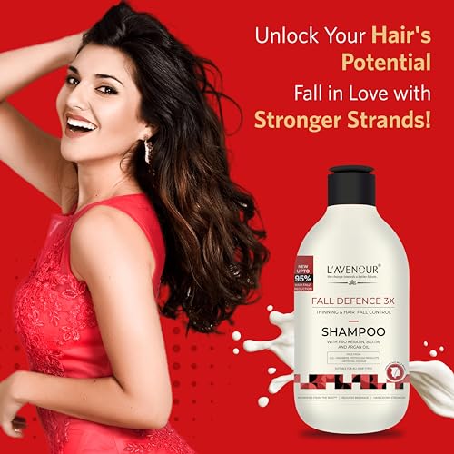 Image of L'avenour Thinning & Hair Fall Control Shampoo With Keratin, Biotin & Argan Oil, SLS & Paraben Free Anti Hair Fall Shampoo for Men & Women (300ml) - Pack of 2