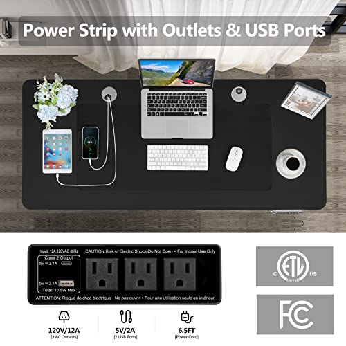 Farexon Electric Standing Desk Adjustable Height Desk 55 X 24In With Charging Station, Stand Up Desk With Oversized Mouse Pad, 4 Caster, 4 Preset Heights Easy To Set, 27''-45'' Lifting Range #TOP1