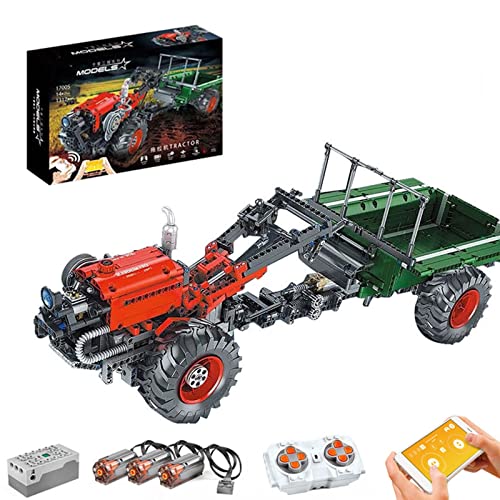 Technik Traktor, Mould 17005, Groß Traktor Bausteine Modell mit Ferngesteuert und Motors, 1312 MOC Klemmbausteine Bauset…