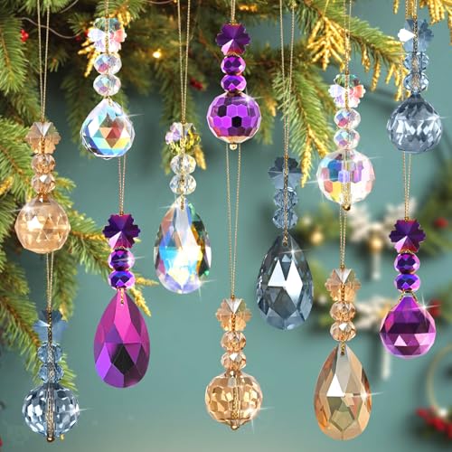 MEIVINES 12 Stück Christbaumschmuck Weihnachtskugeln Glas Prisma...