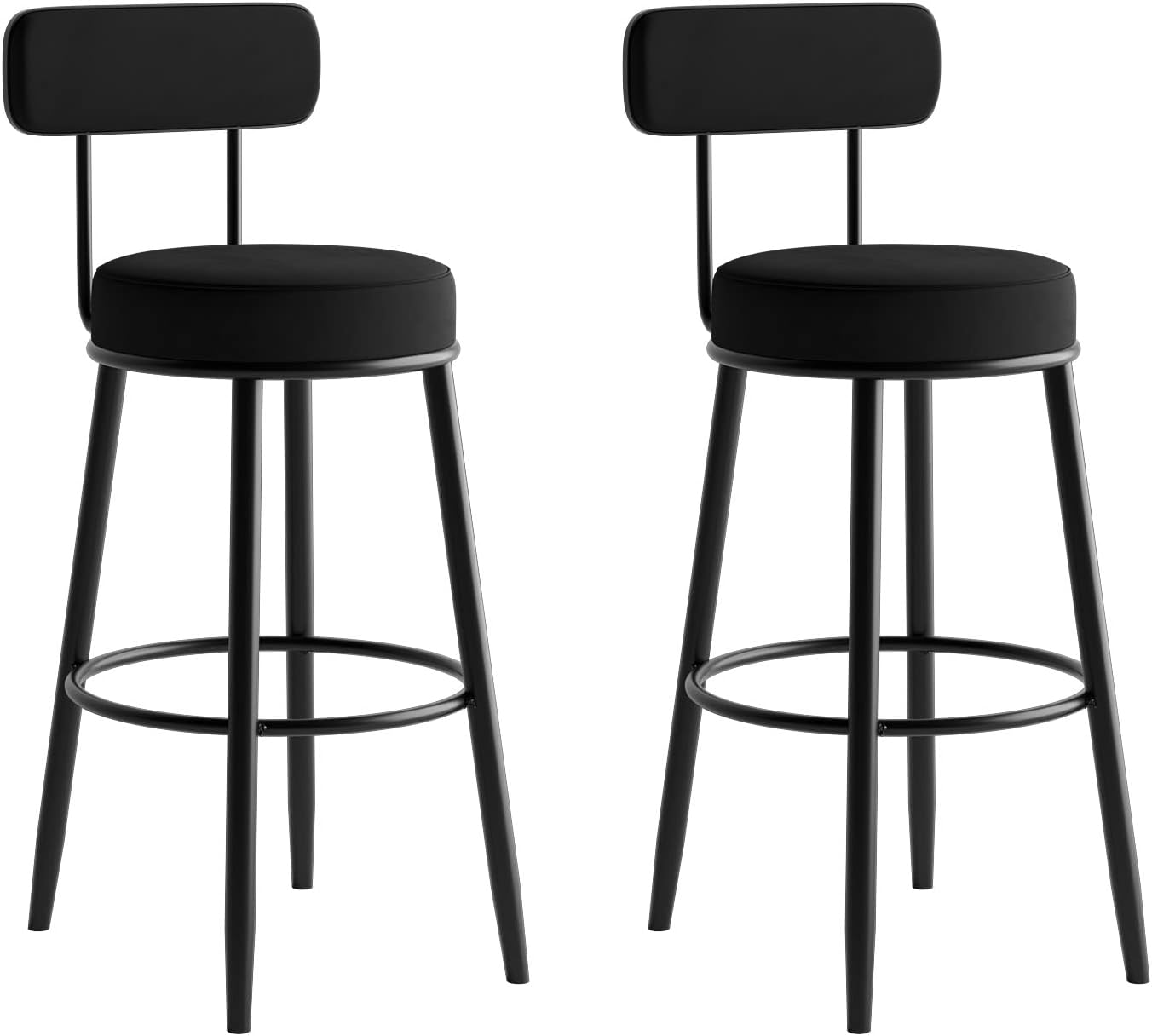 Lsoiup Modern Velvet Bar Stools Kitchen Counter Chairs Set of 2