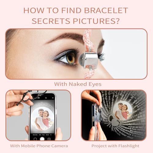 Easycosy Custom Bracelets with Picture inside, Personalized Photo Projection Bracelet, Adjustable Length Bracelet Memorial Gifts for Her Him Girlfriend Boyfriend4