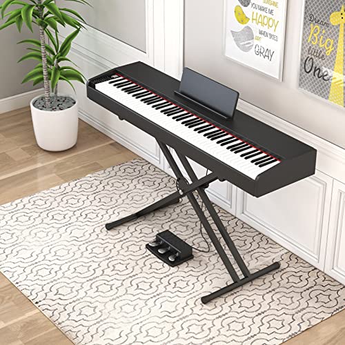Piano numérique 88 touches avec support Triple pédale Touches pondérées Clavier électronique portable Support de piano Bluetooth MIDI for débutants Adultes Enfants (Color : Black) - Les Beatles, Paul McCartney, John Lennon, RIngo Starr, George Harrison Piano numérique 88 touches avec support Triple pédale Touches pondérées Clavier électronique portable Support de piano Bluetooth MIDI for débutants Adultes Enfants (Color : Black) – Image 3