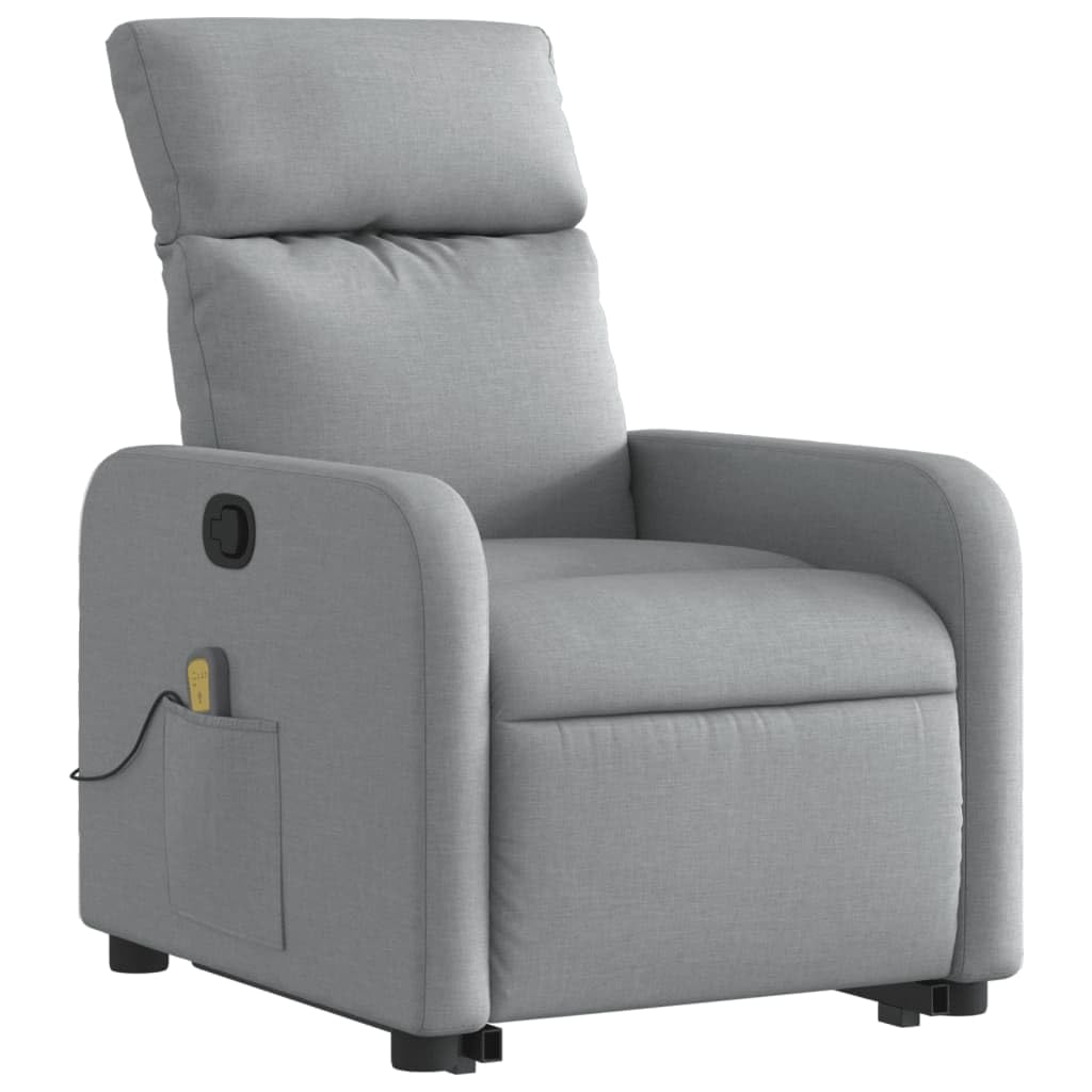 Poltrona Alzapersona Massaggi Reclinabile Grigio Chiaro Tessuto,Poltrona Relax,Poltrona Massaggiante,Poltrona Camera da Letto/Ufficio-3206708