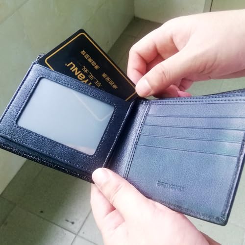 Mens Wallet Genuine Leather RFID Blocking Purse Slim Minimalist Bifold Card Holder with ID Window4