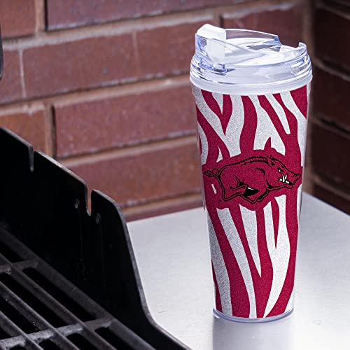 Image of Rico Industries NCAA Glitter 24oz Acrylic Glitter Tumbler with Hinged Lid, Officially Licensed Double Wall Tumbler with Straw