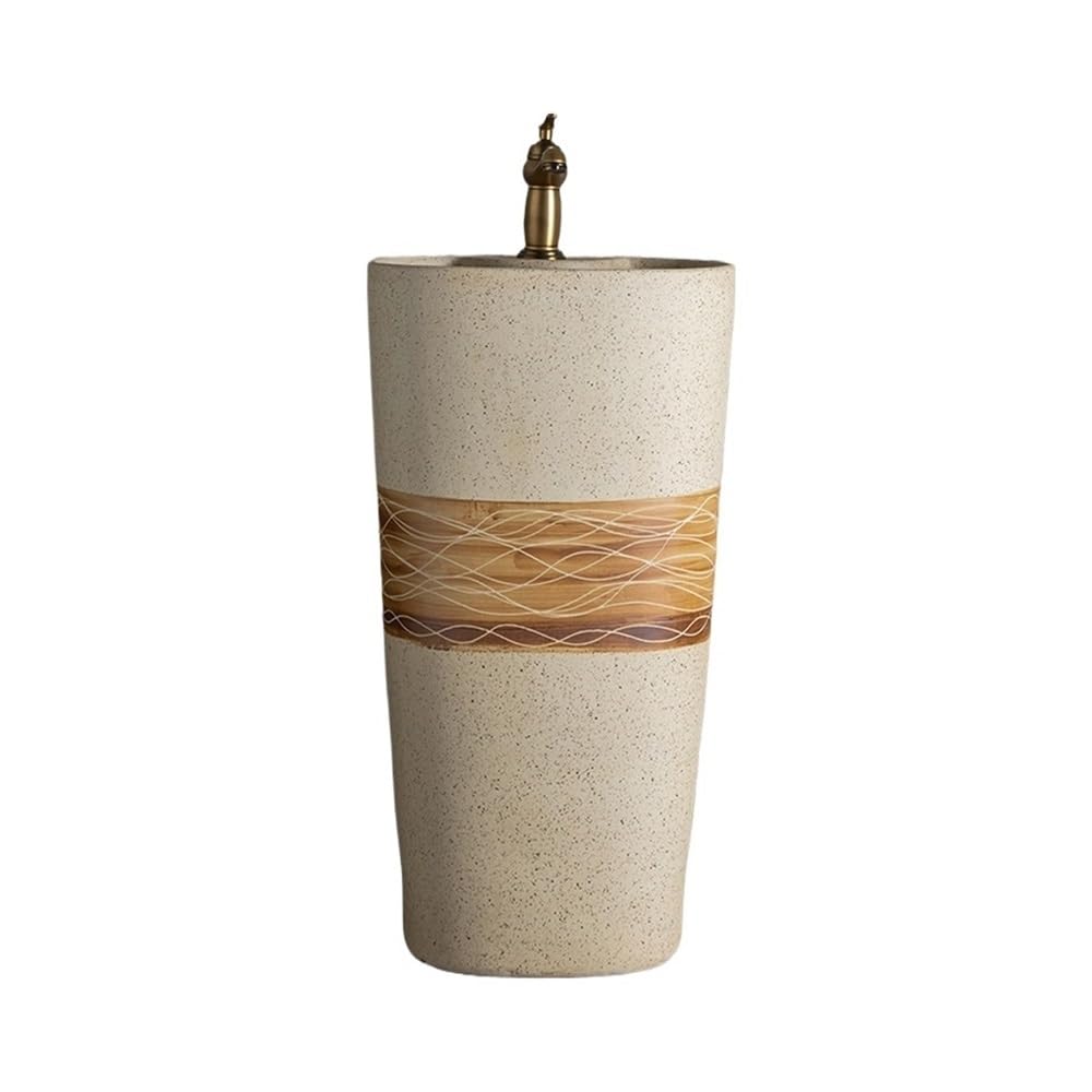 Zhaoj24-05 One Color Pedestal Sink Outdoor Pedestal Sink With Faucet And Drain Kit Bathroom Floor-Standing Wash Basin