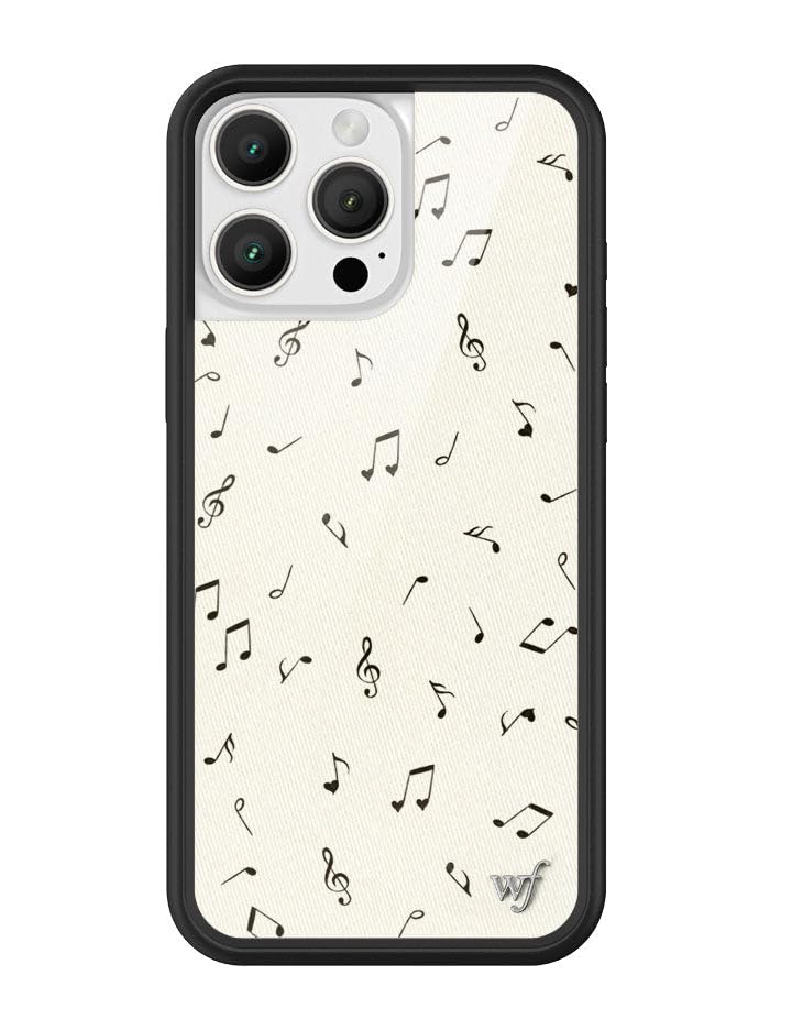 Image of Wildflower Cases - Compatible with iPhone 16 Pro Max | Protective Black Bumper, 6.5ft Drop Test Certified, Women Owned Small Business | Music Beige Song Instrument Artistic Trendy Cute | Love Notes