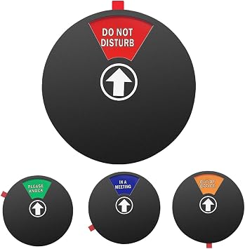 Privacy Sign, Do Not Disturb Sign, Out of Office Sign, Please Knock Sign, In a Meeting Sign, Office Sign, Conference Sign for Offices 5 INCH, BLACK