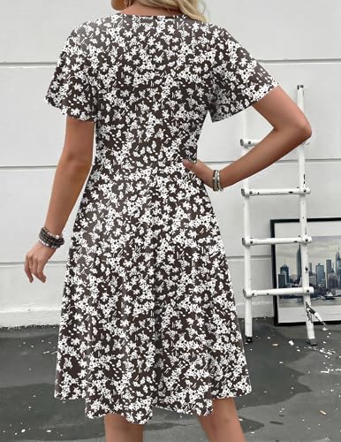 Image of Zeagoo Womens Summer Dress Casual Swing Sundresses Floral Ruffle Short Sleeve Wedding Guest Dress Beach Mini Dress 2026