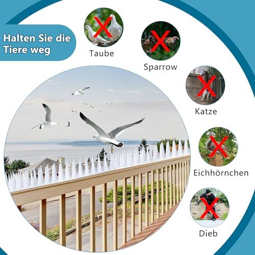 KOKMEYA Vogelabwehrspitzen, Vogelschreck Vorrichtung für den Außenbereich, Kunststoff Spikes zur Abwehr von Möwen, Tauben, Waschbären, Katzen, geeignet für Terrasse, Dach, Fensterbank