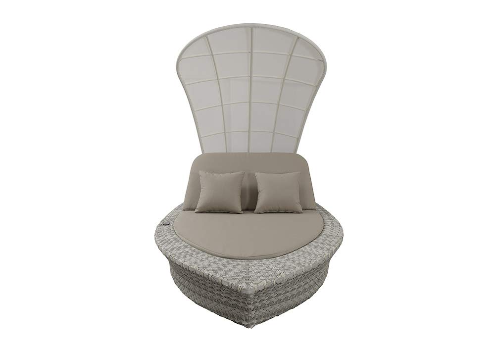 Strandkorbwerk Loungemöbel AHOI Harkers Island Duo - Outdoor Sonneninsel Schiff â€“ NEUHEIT mit Gasdruckfedersystem Gartenlounge Outdoor Lounge für Garten, Terrasse oder Balkon