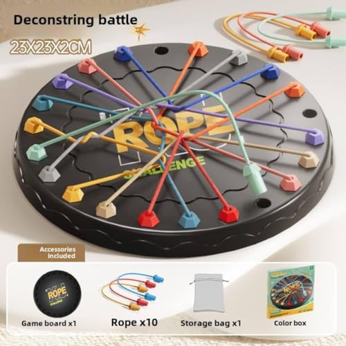 Image of Rope Untangling Puzzle Game for Kids & Adults - 10 in 1 Twisted Rope Brain Teaser Board - Logic Strategy Game for Family, Travel, Party Fun - Educational Toy(Rope Untangling Puzzle Game)
