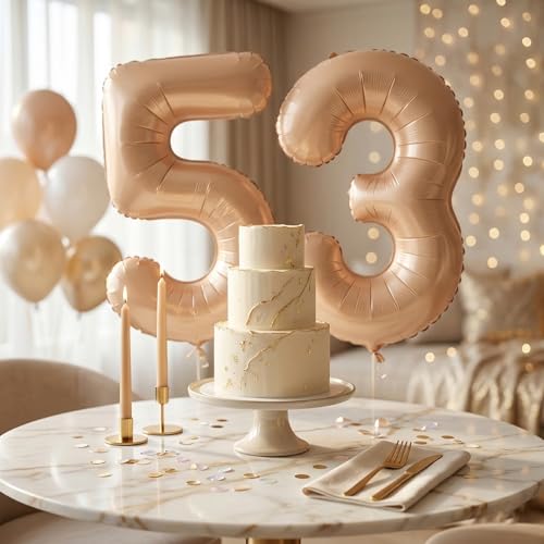 Image of WP WANNA PARTY Number 3 Balloons Retro Apricot Three Birthday Decor Light Brown Balloon For 3Rd, Boy Girl Large 40 Inch Digital Year Old Nude Ballons Neutral Caramel-Aluminium 1 Pcs
