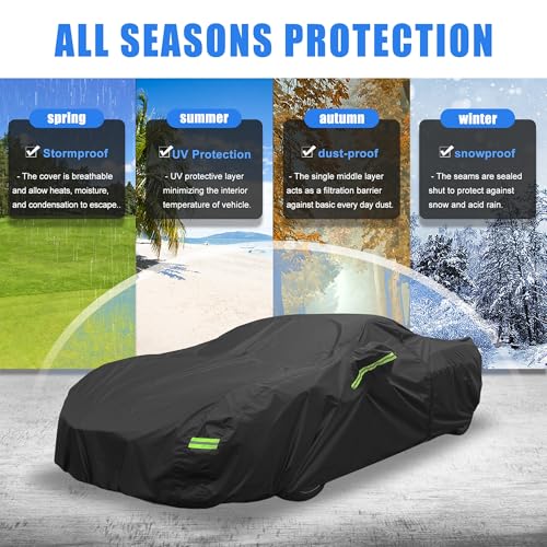 Image of X AUTOHAUX Waterproof Car Cover for Chevrolet Corvette C8 2020-2023 Outdoor Full Car Cover All Weather Protection Rain Sun Protection with Zipper Black