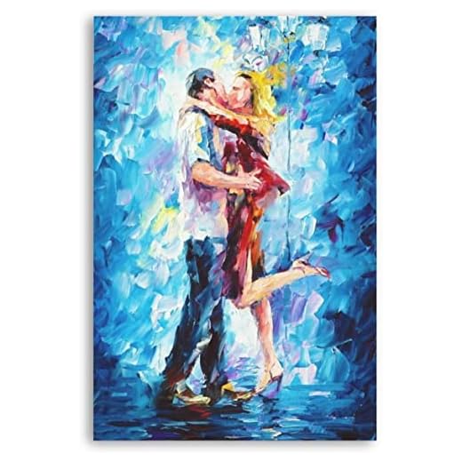 Affisch väggkonst canvas målning tryck (40 x 70 cm - ingen ram) kärlek dekor kyssande konstverk bilder för vardagsrum sovrum dekor