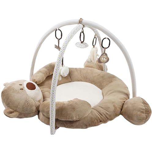 Vzqr ベビーハイハイマット・ベビーフィットネスマット プレイマット 音楽プレイジム 3Dマッサージボール付き 早期教育・知育 手足の協調を育む うつ伏せ/寝返り/お座り対応 柔らかく肌に優しい 低刺激 滑り止め 赤ちゃん用 (ヒグマ)