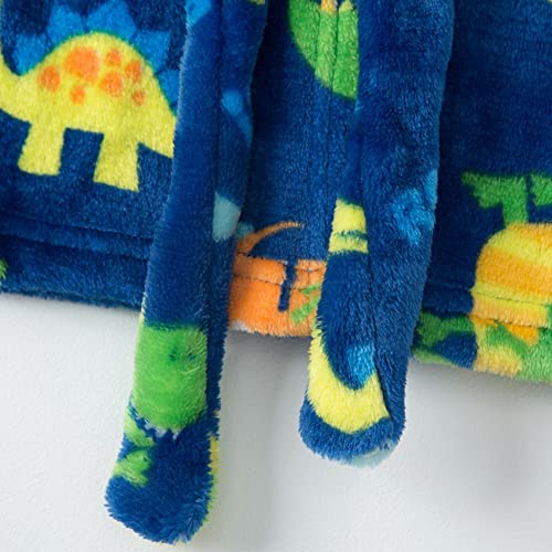 Image of Boys Girls Bathrobes,Toddler Boy Girl Robes,Children's Plush Soft Coral Fleece Hooded Pajamas Sleepwear for Kids