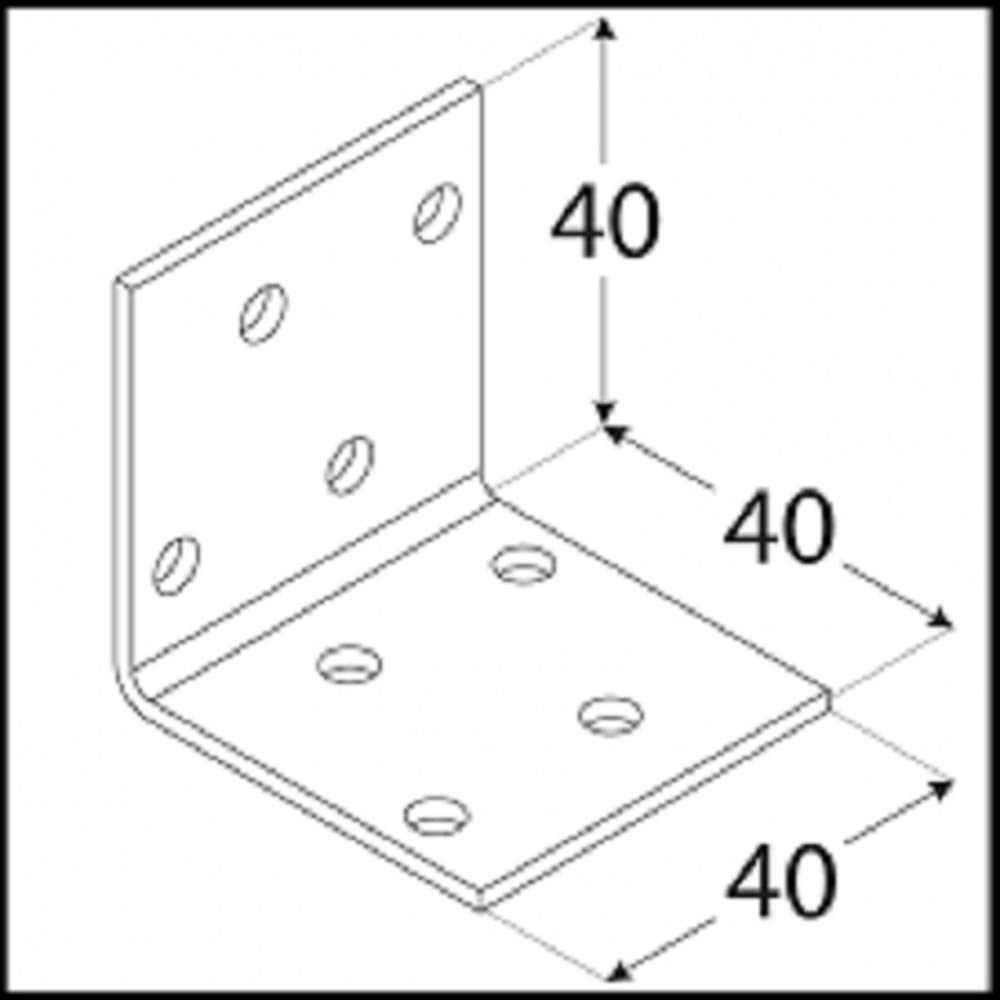 KM1 Galvanised Corner Brace 40x40x40 T2mm Angle Bracket Joints Timber