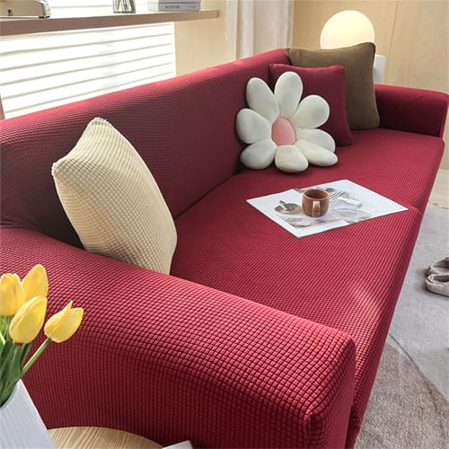 Hixingo Jacquard 1 2 3 4 Sitzer Sofa Überzug, Stretch rutschfest Sofabezug, Alles Inklusive Couch Überzug Verdickt Sofa Cover, Waschbar Couchdecke für Wohnzimmer Wohnkultur (Rot,2-Sitzer) Hixingo Jacquard 1 2 3 4 Sitzer Sofa Überzug, Stretch rutschfest Sofabezug, Alles Inklusive Couch Überzug Verdickt Sofa Cover, Waschbar Couchdecke für Wohnzimmer Wohnkultur (Rot,2-Sitzer)