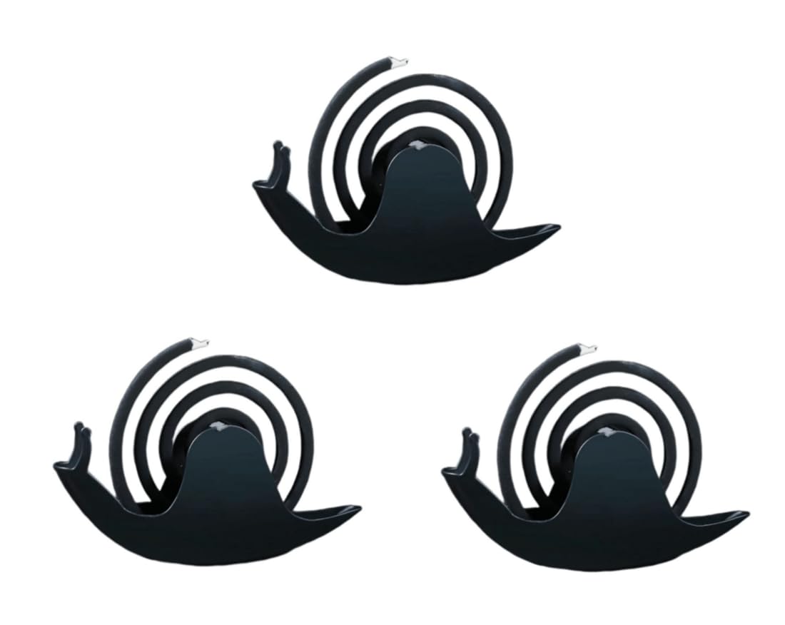 Qichenx Black*3 Snails Mosquito Coil Holder, Mosquito Spool Holder, Incense Holder For Iron Coil Holder Insects Indoor Or Outdoor (Black*3)