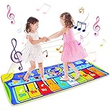 BelleStyle Alfombra de Piano, 130*48 cm Grande Alfombra Musical para Niños, Tapete Musical Toque Jugar Teclado de Piano Manta Musical Educativo Juguete para Bebé Niños Pequeños - Azul