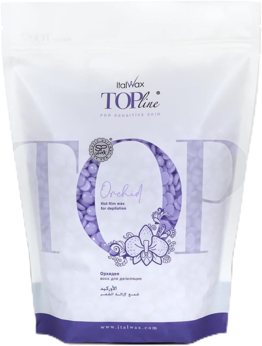 Italwax Top Line Orchid - 750g - Cera elástica en perlas para depilaciòn sin bandas - Formulación sintética ideal para pieles sensibles - Recomendado para la zona bikini y las axilas – Aroma orquídea