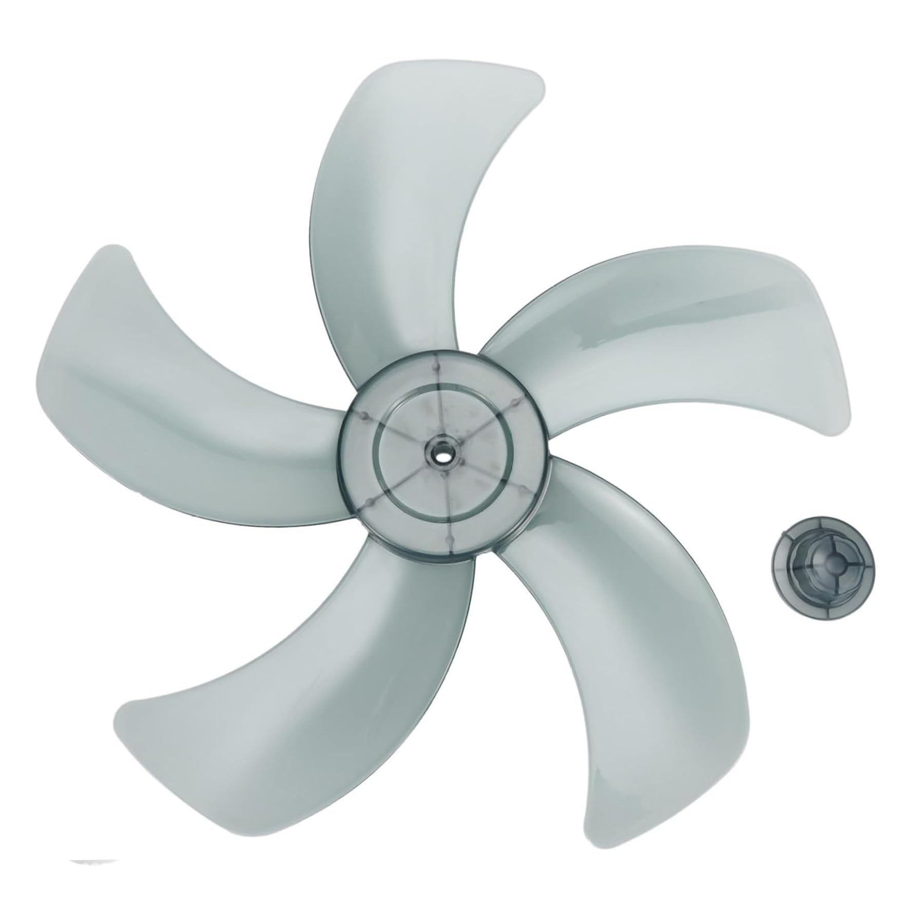 16 Inch Fan Blade Replacement with Five Plastic Leaves, Low Noise Fan Blades with Nut Cover Replacement Blades for Standing Pedestal, Black