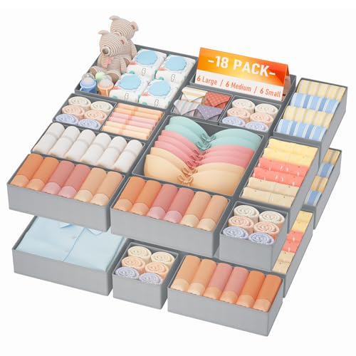 DIMJ Drawer Organizer Clothes Storage - 18 Pack Baby Dresser
