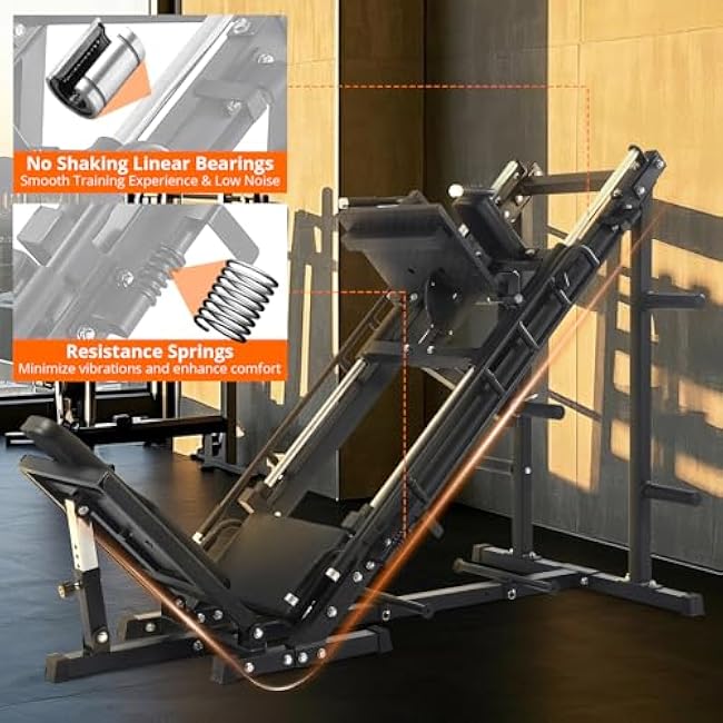 Leg Press Hack Squat Machine, Adjustable Leg Press Machine for Home Gym with Linear Bearing, Specialty Hack Squat Machine for Full Lower Body Workout with Weight Storage Posts