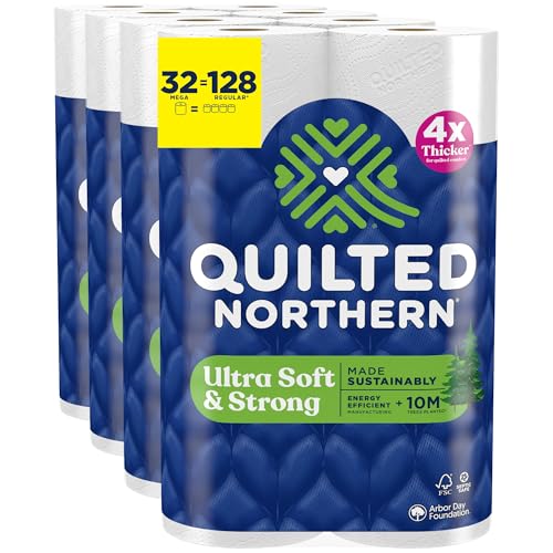 Quilted Northern Ultra Soft & Strong Toilet Paper 32 Mega Rolls = 128 Regular Rolls 4X Stronger* Premium Soft Toilet Tissue