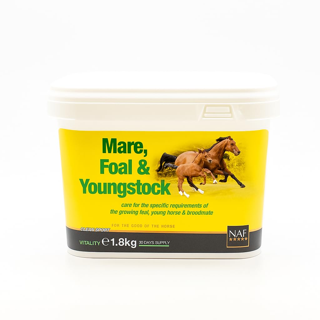 NAF Mare, Foal & Youngstock 1.8kg ā Horse Supplement for Breeding, Pregnancy & Growth ā Rich in Vitamins, Minerals & Amino Acids ā Supports Bone, Muscle & Immune Development