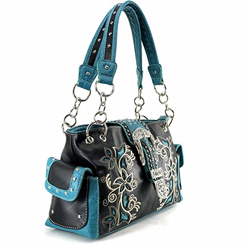 Justin West Embroidery Floral Silver Cross Concealed Carry Handbag Purse Wallet2