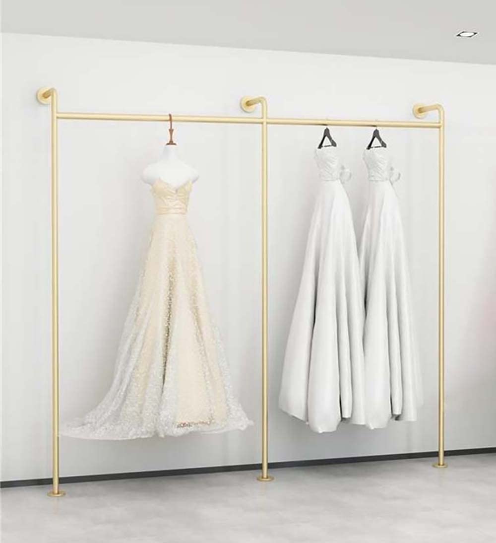 FGXHHS 190cm Wall Mounted Coat Rack - Modern Metal Clothing Display Rail, Industrial Style Hanger for Bridal Shops & Stores, Space-Saving Clothes