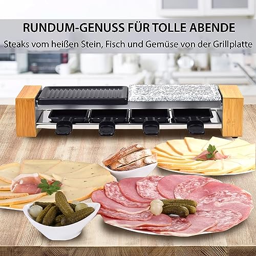 Syntrox Germany Raclette Emailliert Olert mit Wechselplatten, Tischgrill, für 4 Personen, Antihaftbeschichtet, 600Watt, Antihaftbeschichtet, Raclette Grill, Grill Zubehör, 4 Kg, Elektrogrill – Bild 4