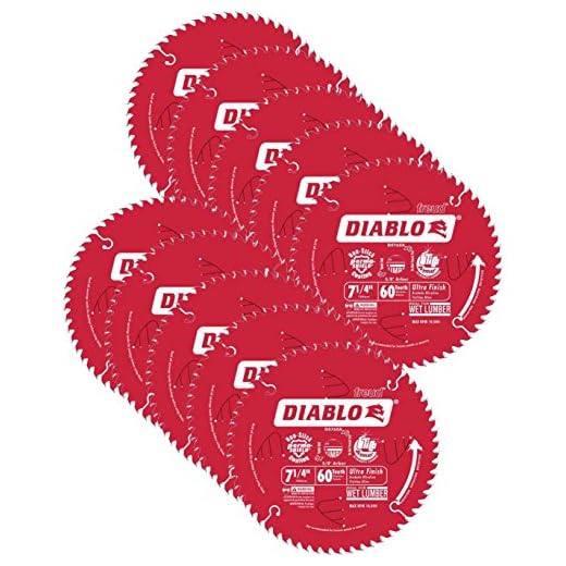 Diablo by Freud D0760A-10 7-1/4" by 60T Ultra Fine Finishing Circular Saw Blade with 5/8" Arbor, Diamond Knockout Single Blade (10 per pack)
