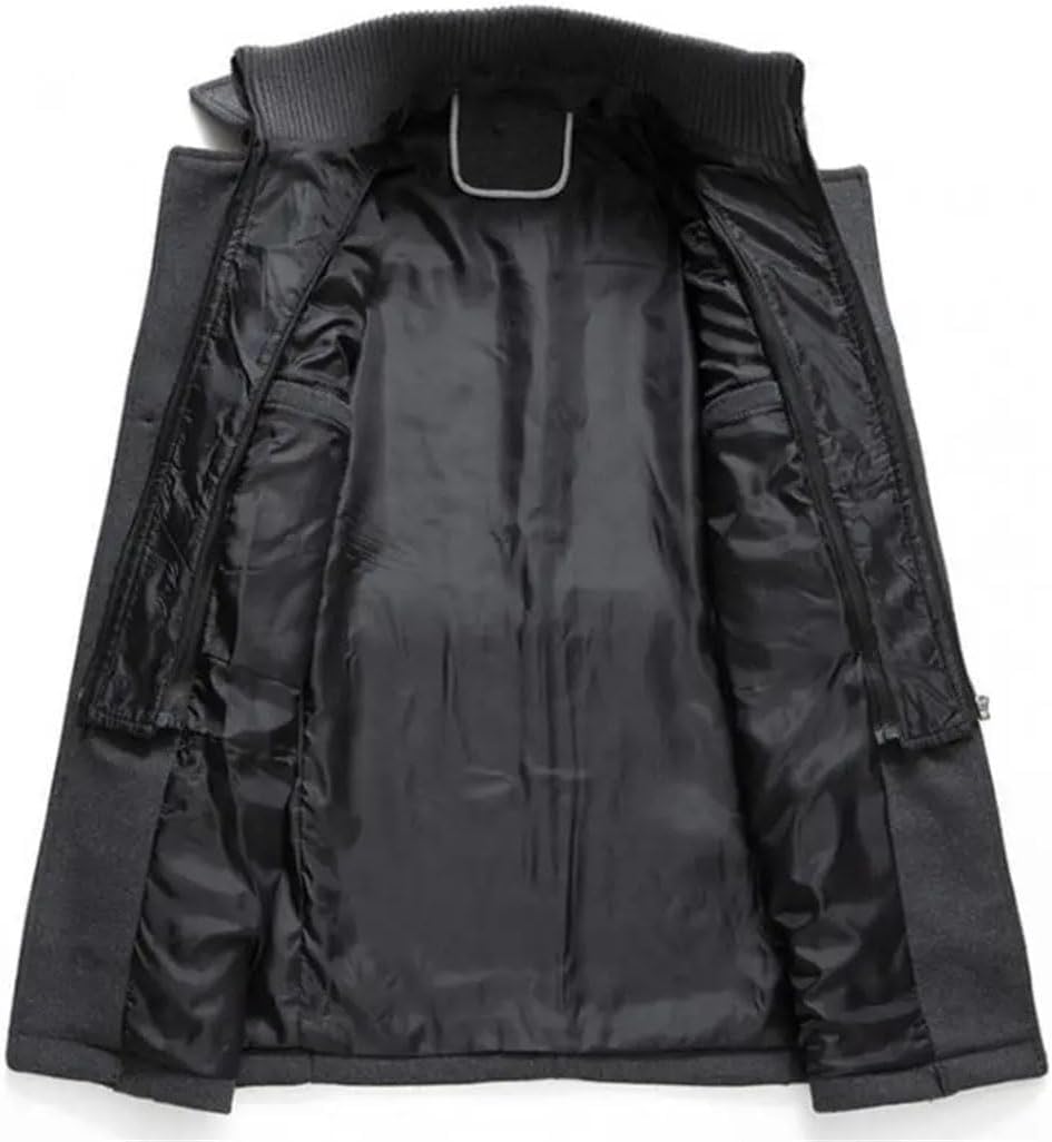 Haitpant Winter Men Wool Coat Double Collar Thick Jacket Single Breasted Trench Coat Casual Wool Blends Overcoats