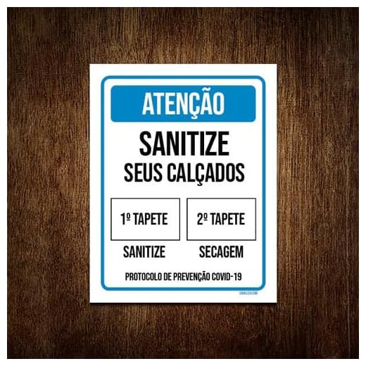 Kit 3 Placas Atenção Sanitize Seus Calçados Tapete
