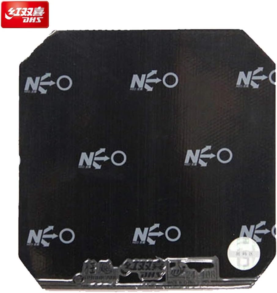 DHS NEO Hurricane 3 Table Tennis Rubber Sheet Ping Pong Rubber, with Table Tennis bubber Sleeve Adhesive Film (Black, 39° / 2.2 mm)