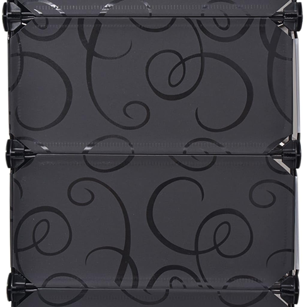 Schuhregal 47x37x172 cm Schwarz/Weiß Klappbar 10 Fächer Tür Kunststoff & Stahl Flur Schlafzimmer Gästezimmer