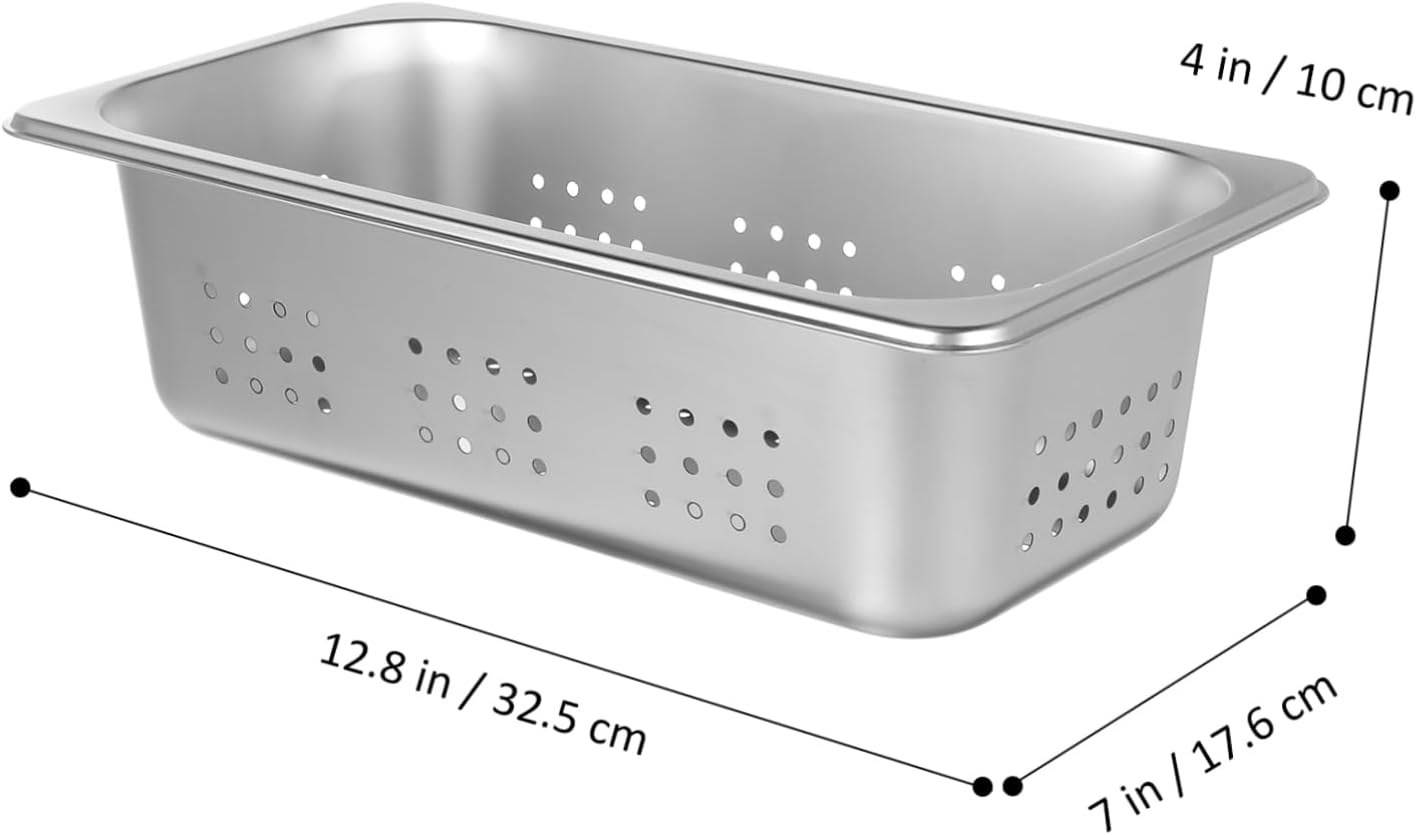 Stainless Steel Steam Table Pan Perforations Large Hotel Food Pan Easy Clean Rectangular Steamers