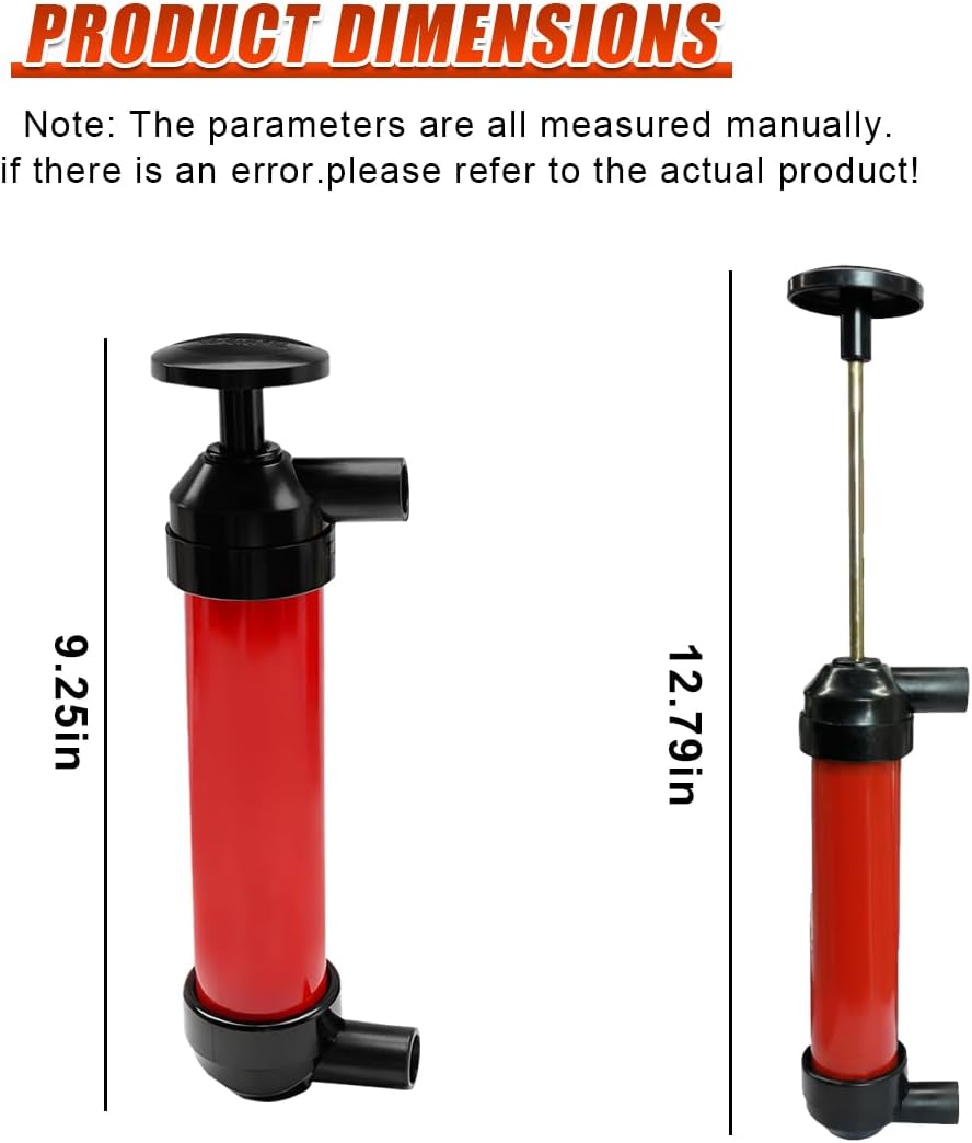 Craedli Multi-Use Siphon Fuel Transfer Pump Kit, Manual Fluid Transfer Pump Automotive Hand Fuel Pump for Gas Oil and Liquids, Portable Oil Extractor Accessories for Fish Tank, Lawn Mower, Boat (Red)