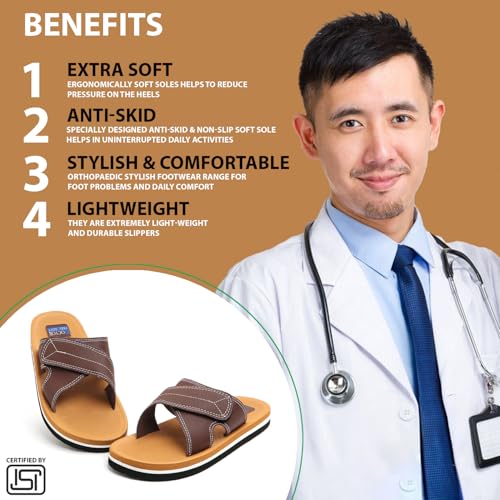 Image of Men's Comfort Slippers with Cross Strap Design | Cushioned Footbed & Shock Absorbing Sole | Lightweight Everyday Wear Slippers for Home, Office & Casual Use