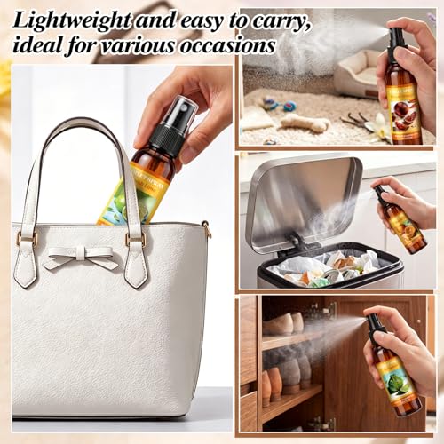 Image of 8 Pcs Toilet Spray Bathroom Odor Eliminator 2oz Air Freshener,Brown,Fruit | Lime, Lemon, Bergamot, Mandarin, Lemongrass, Grapefruit, Sweet Orange, and Blood Orange.
