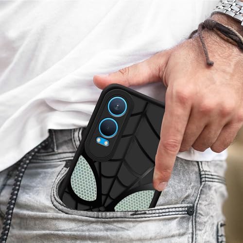 Image of Stylish Spider Back Case Cover Compatible for OnePlus Nord CE 4 Lite 5G | Spidey Face Mask Case | Soft Silicone | Camera & Full Body Protection | Shock Proof | (Black)